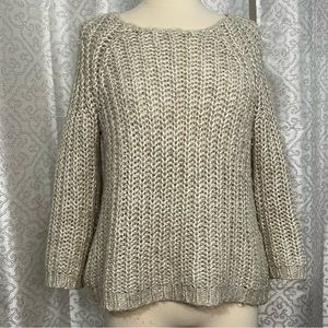 Knitted & knotted tan gold Sequin Sweater
